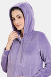 Zivame Plush Velour Knit Poly Winterwear Hoodie - Chalk Violet — thumbnail 5